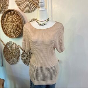 Gap Beige Open Knit Sweater Coastal Chic Layering Top Lightweight Pullover S